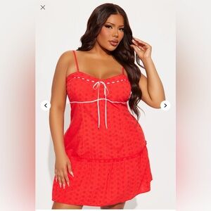 Red Sleeveless Dress with White Accents 3XL